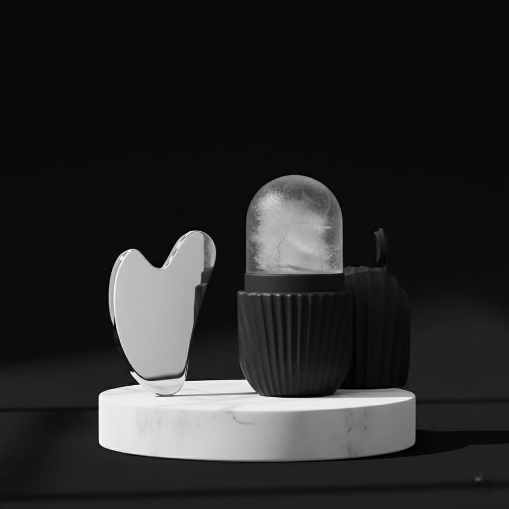 Stainless Steel Gua Sha & Ice Roller – Facial Massage Tools