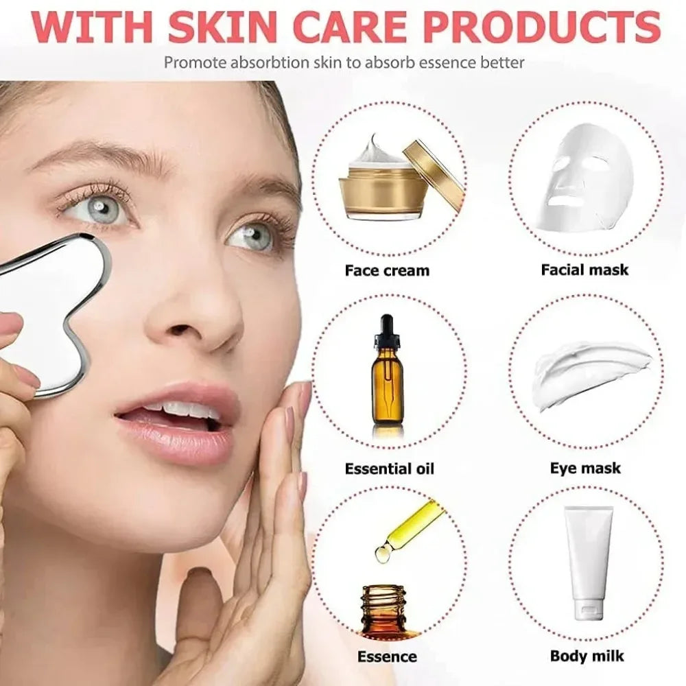 Stainless Steel Gua Sha & Ice Roller – Facial Massage Tools